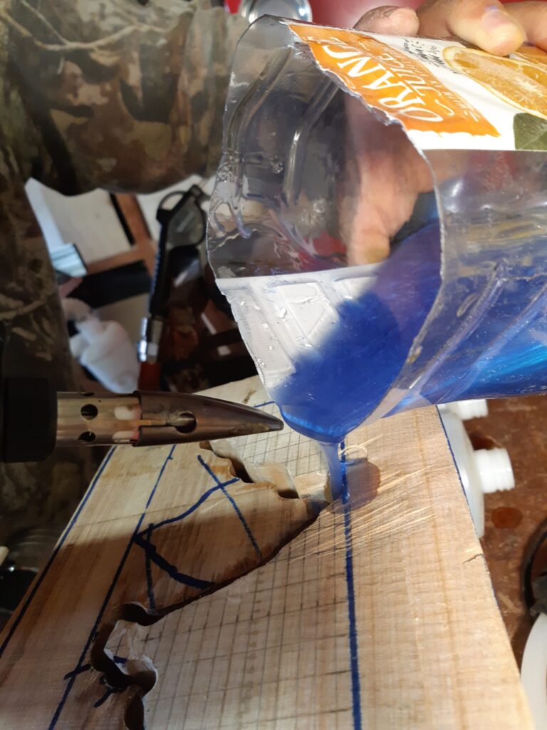 Resin pour with heat to remove bubbles