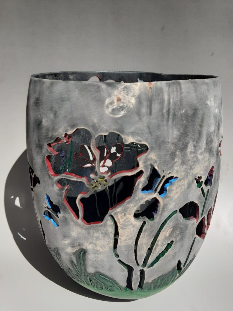 Woodturned pierced vase