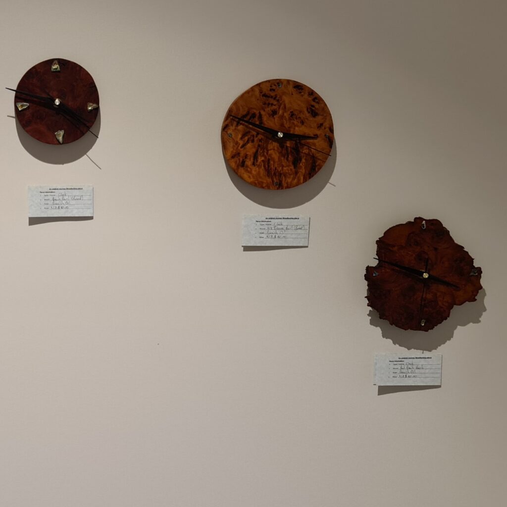 Burr wood wall clocks