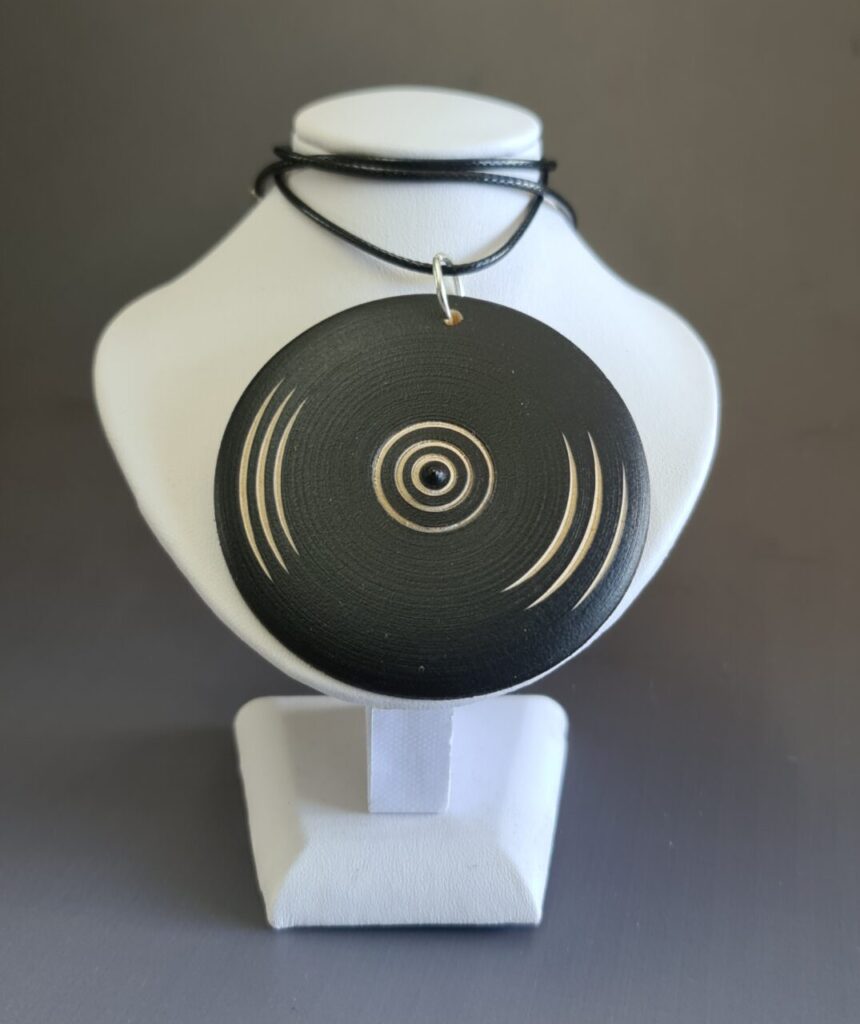 Black Lacquer Wood turned necklace
