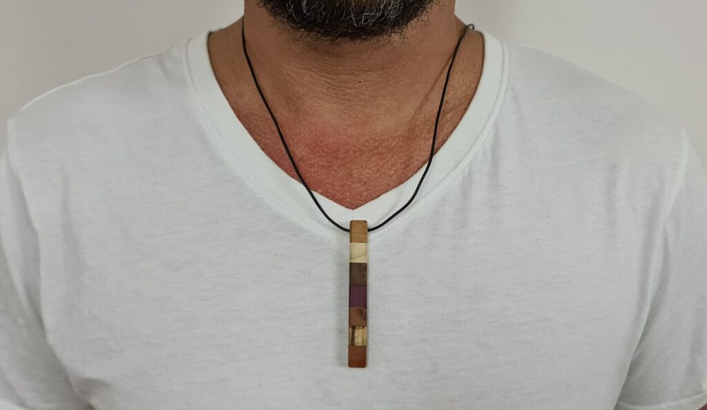 Chakra Cube rare wood necklace