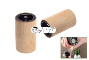 Ouvre-bouteille automatique noir avec un attrape-capsule magnétique, parfait pour réaliser une poignée en bois personnalisée.