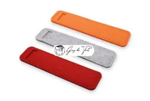 Felt pen sleeves, ready to protect a handmade wooden pen.