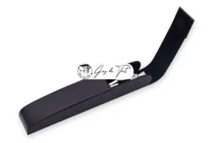 A sleek black PU leather pen box with a secure magnetic closure, ideal for displaying handmade wooden pens.
