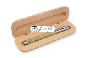A maple wooden pen box, designed for a single handcrafted pen.