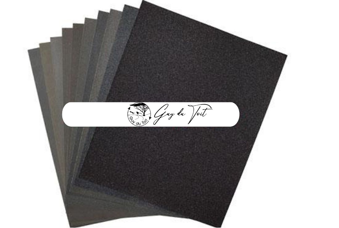 Paquet mixte de feuilles abrasives en carbure de silicium imperméables pour le travail du bois et le tournage.