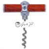 Primer plano de los kits de torneado de madera para abrebotellas sacacorchos estilo T cromado, mostrando los componentes metálicos, incluido el tornillo sin fin sacacorchos y los tubos roscados.