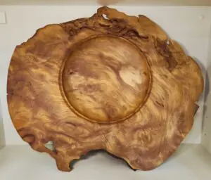 Macrocarpa burl bowl 'Heart of the Queen' by Guy du Toit