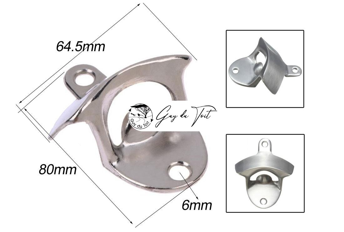 Dimensions for stainless steel bottle opener kit for woodturning projects.