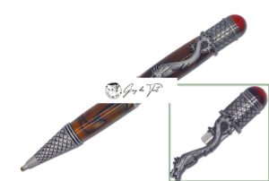 Kit stylo dragon chinois en étain antique avec clip dragon complet
