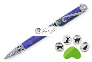 Chrome And Black Kitten Ball Pen Kit | Unique Cat Lover Gift