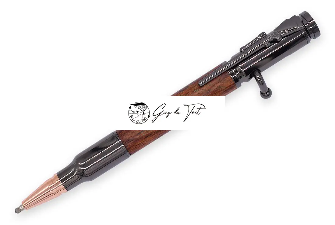 Premium Gun Metal Rifle Bolt Finished Rosewood Pen - Image 3