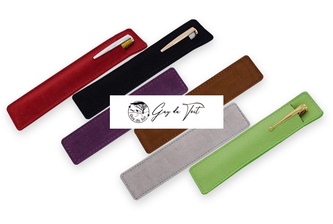Estuche individual para bolígrafo/lápiz Ultra Fiber rojo para estudiantes y profesionales - Imagen 3