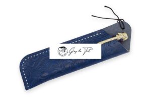 Porte-stylos en cuir artisanal avec motif floral