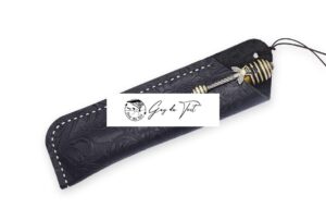 Porte-stylos en cuir de grain d'alligator de première qualité - marron foncé