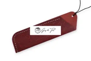 Premium Dark Red Leather Pen Holder With Flower Pattern
