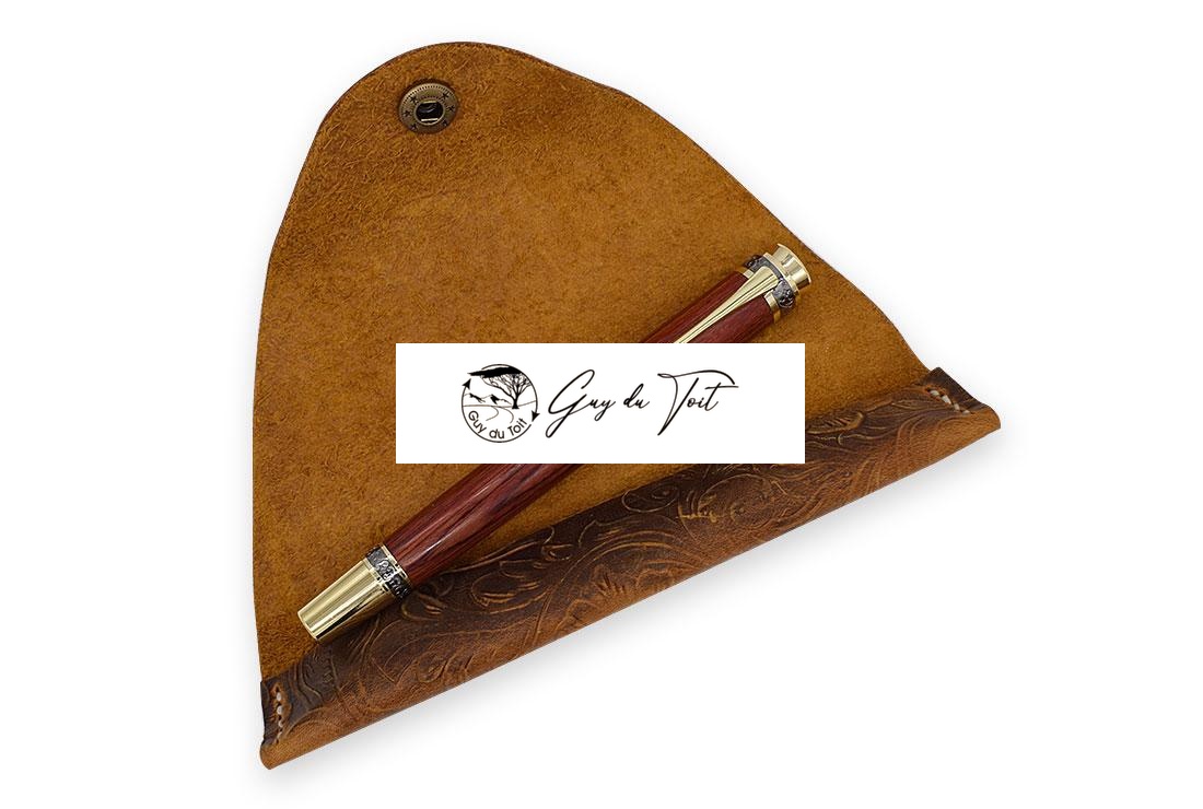 Premium Leather Pen Holder With Beautiful Flower Pattern - Image 3