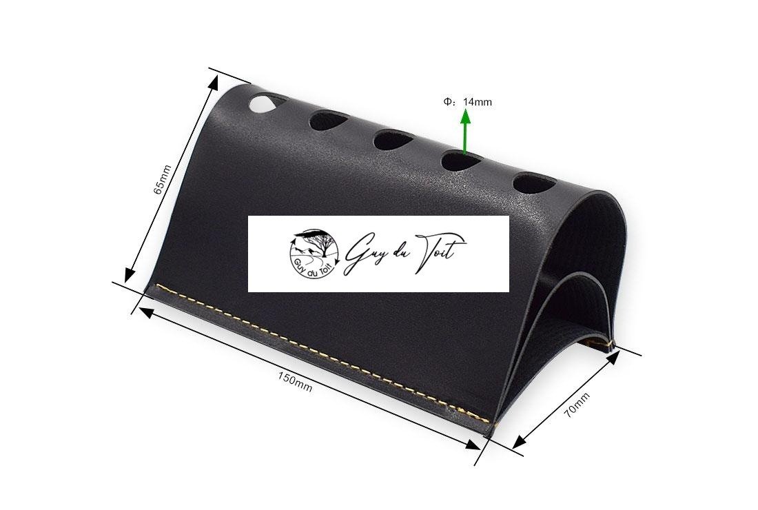 Handcrafted Black Leather Pen Holder For Five Pens