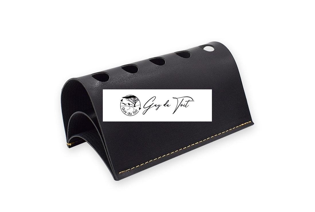 Handcrafted Black Leather Pen Holder For Five Pens - Image 2