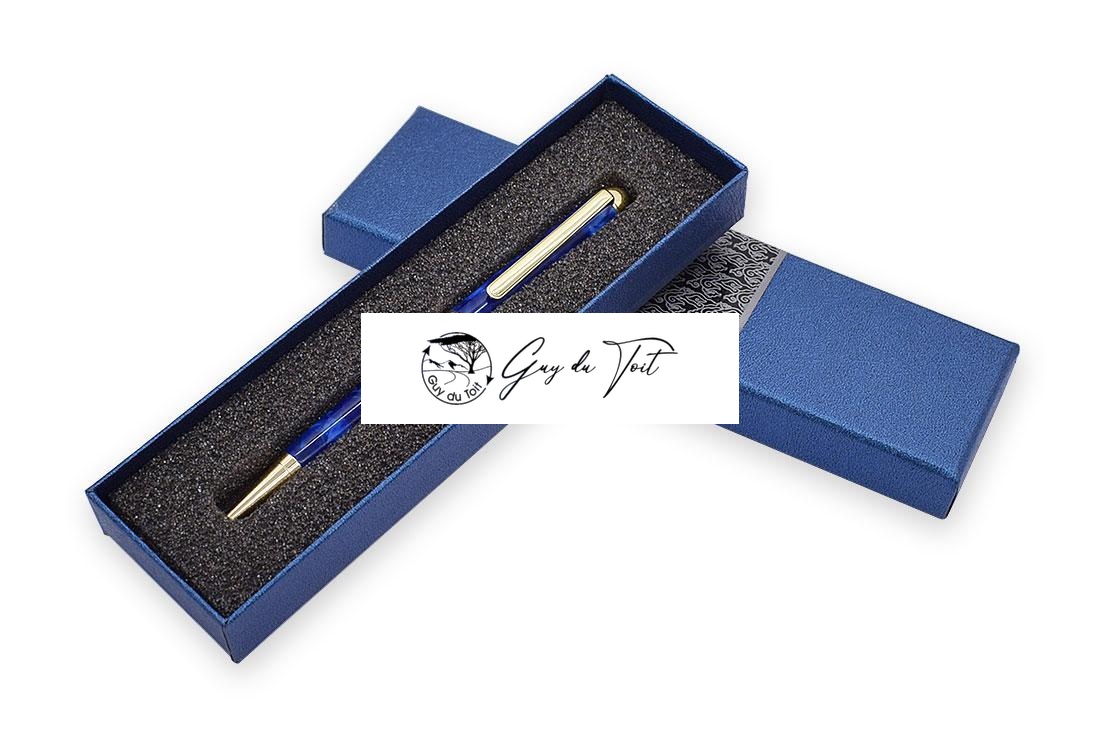 Blue Paper Box With Sponge Insert For Slimline Pen, Cigar Pen, Hawaiian Love Fountain Pen - Image 2