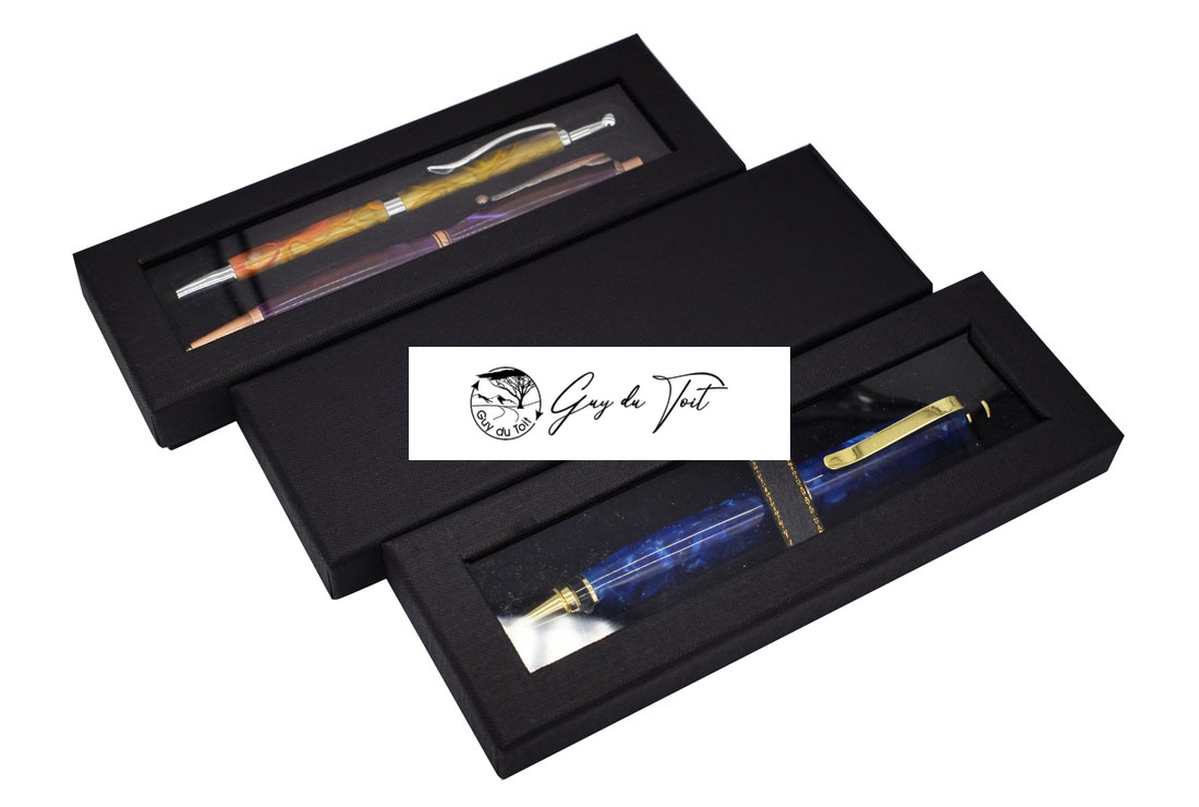 Premium Black Double Pen Box mit Schwammeinsatz