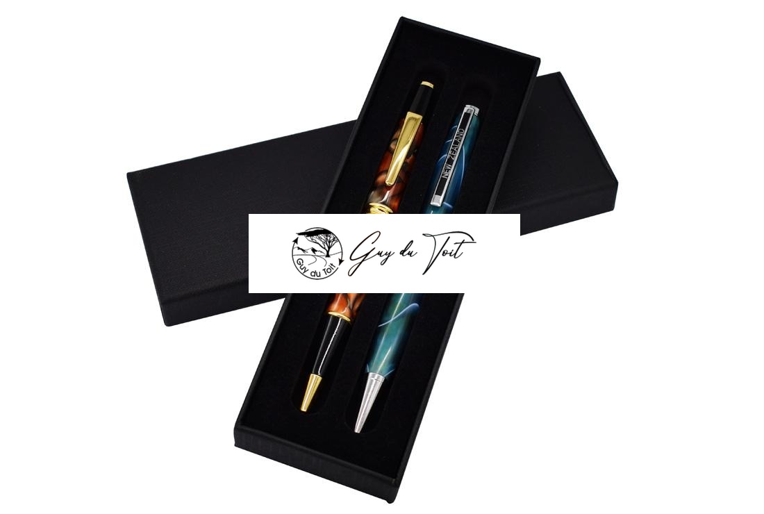 Premium Black Double Pen Box mit Schwammeinsatz – Bild 3