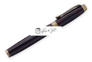 Kit stylo roller plaqué or Premium avec bande centrale plate