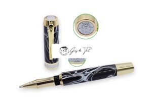 Elegante kit de bolígrafo Rollerball Jr Gentleman grande chapado en oro