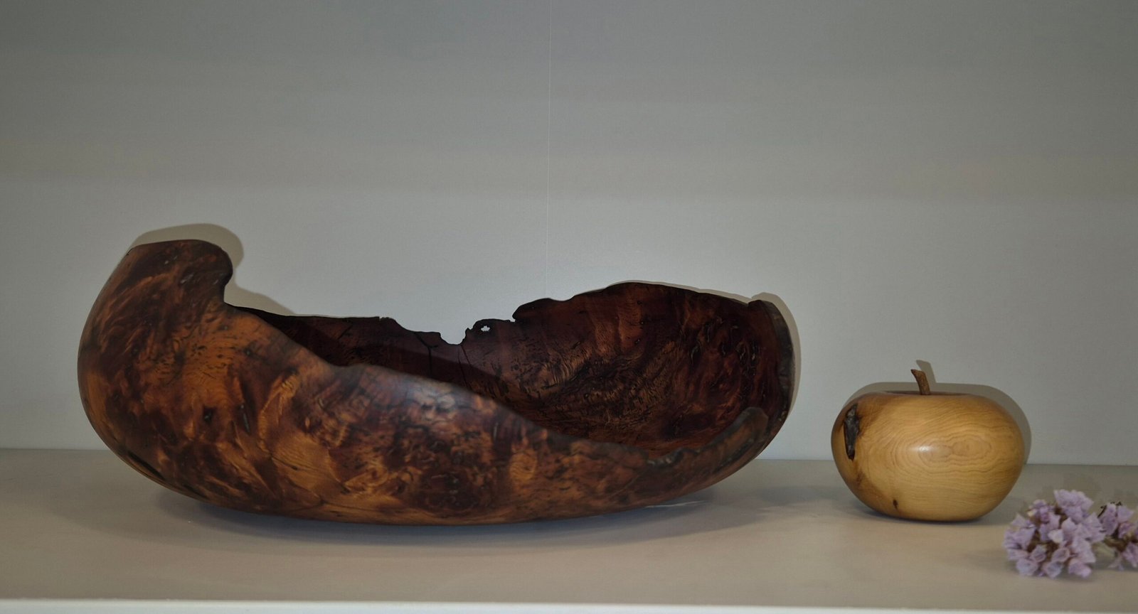 Red Beech Burl Fruit Bowl — “Wild Orchard” - Image 6