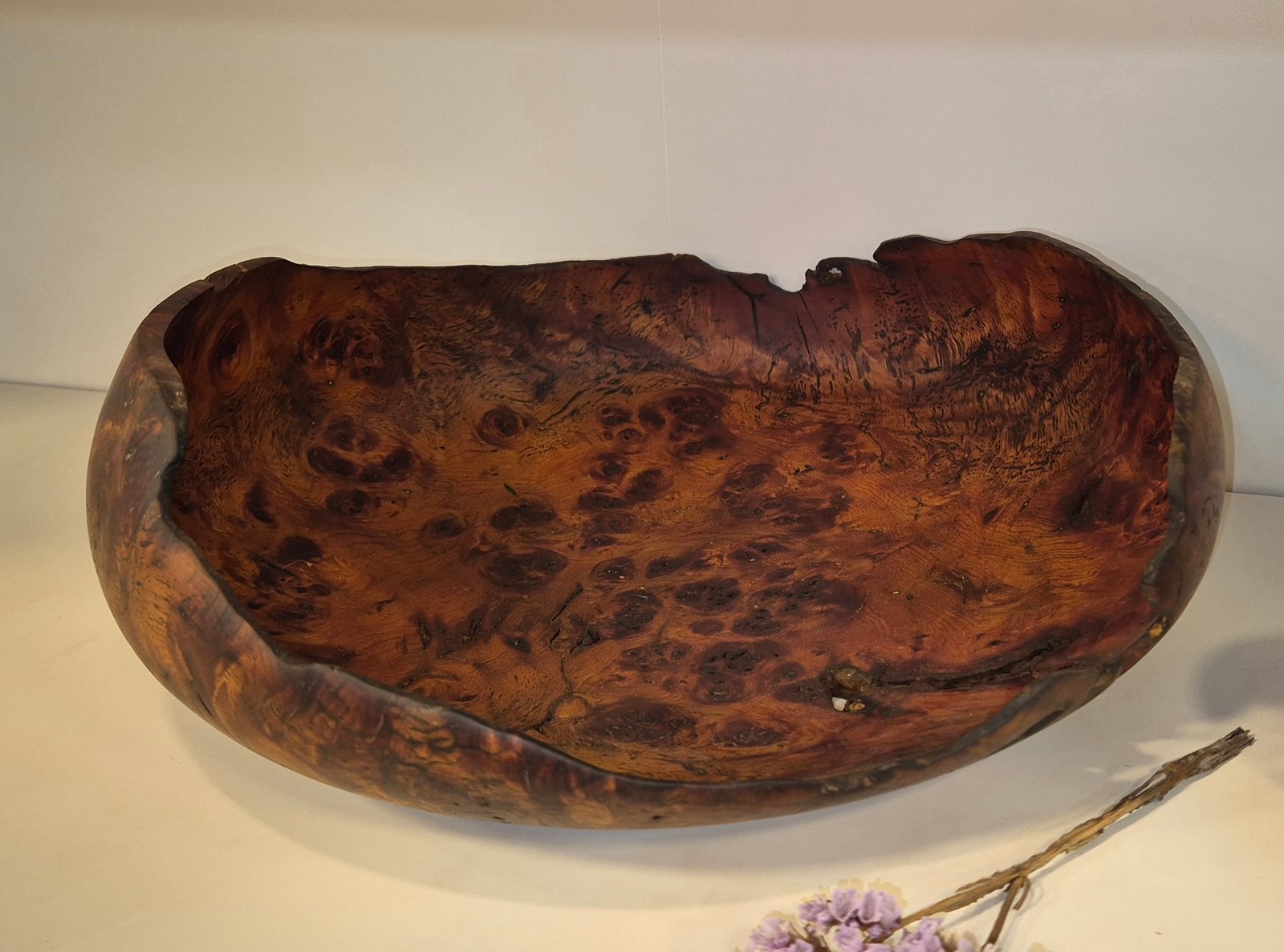 Red Beech Burl Fruit Bowl — “Wild Orchard” - Image 7