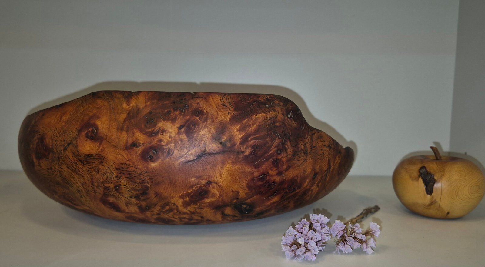 Red Beech Burl Fruit Bowl — “Wild Orchard” - Image 8