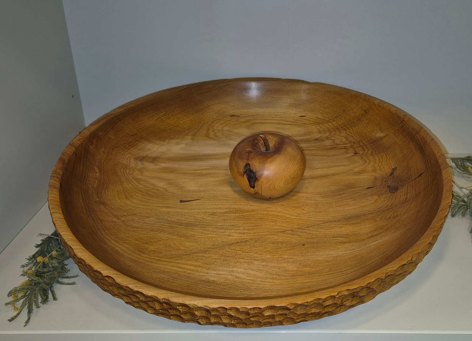 Apple for scale showing size of the bowl