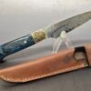 Cuchillo multiusos de hoja fija con mango G10 de color azul-negro, fabricado a mano en Carcasona