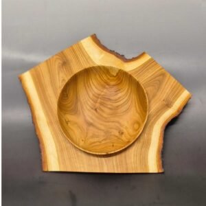 Winged cherry crotch bowl handcrafted by French woodturner Guy du Toit